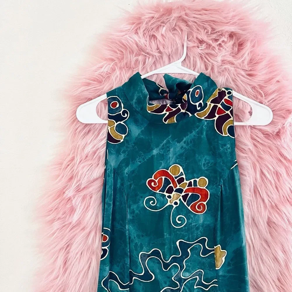 Green Handmade Indonesian Maxi Dress - Picture 2 of 3